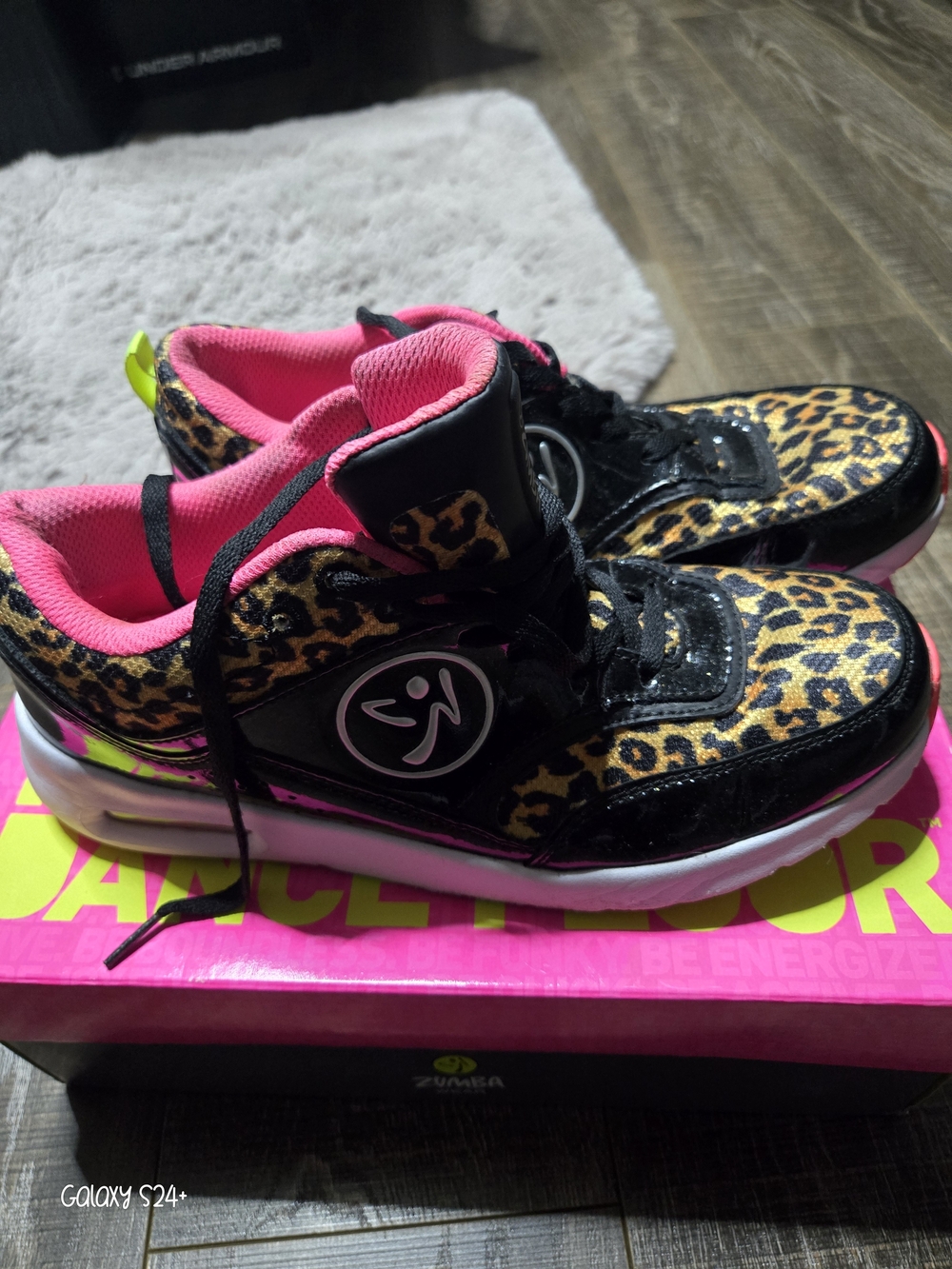 Zumba Fitness Leopard Print Athletic Shoes with Pink Accents